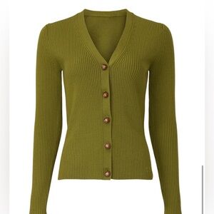 Tory Burch Green Ribbed Cardigan